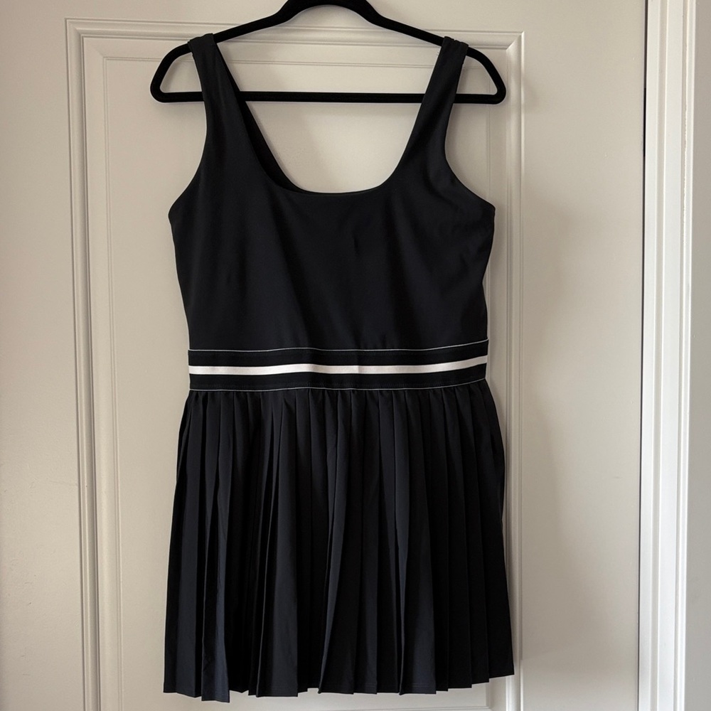 Target All in Motion Black Pleated Tank Dress with Contrast Waist Stripes